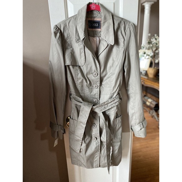XSIDE Outerwear Khaki Rain Over Coat Size Large - Picture 1 of 5